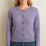 St. John  Button Up Cardigan Sweater Size XL Color Purple Gold Photo 0