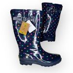 Western Chief NWT Womens Simple Dot City Waterproof Tall Rain Boots Navy Size 9 Photo 2