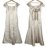 Alfred Sung  Evening Gown Off the Shoulder Satin Dress Trumpet Champagne Nude 4 Photo 2