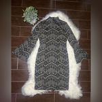 Alex Marie  Aly Sparkly black/Gold Lace Jacquard Bell Sleeve Dress sz 8 Photo 2