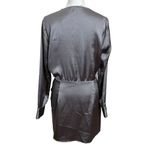 ZARA  Satin Faux Wrap Mini Dress Charcoal Grey A-Line Women’s Size Large Photo 3