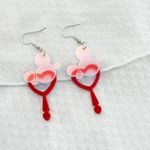 Bubble and Wand Earrings, Unique Earrings, Summer Earrings, Whimsical Earrings Red Photo 2
