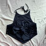 Altar'd State Altar’d State navy blue embellished Sequin Halter open back crop top Photo 1