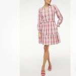 J Crew Size 10 Plaid Mini Dress Ruffle Trim Sweet Briar Marine Salt Pink Preppy Photo 2