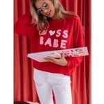 Trendy Boss Babe Oversized Sweatshirt Red Size L Photo 2