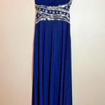 Hailey Logan Adrianna Papell Sz 5/6 Navy Blue One Shoulder Sequin Gown Prom Y2K Photo 0