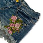 American Eagle  Raw Hem Floral Embroidered Stretch Denim Shorts   Size 2 Photo 3