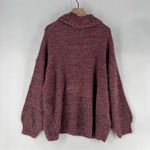 Old Navy Purple Wool Blend Chunky Knit Dolman Balloon Sleeve Turtleneck Sweater Photo 9