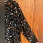 Madewell Sheer-Sleeve Ruffle Peplum Top Blouse in Black Finch Floral Size Large Photo 9