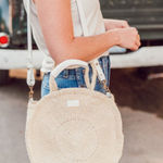 Clare V Sisal Alice Woven Raffia Round Beach Crossbody Handbag Purse Photo 0