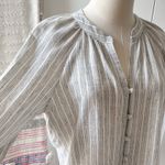 Faherty  Naomi Grey Striped Long Sleeves Button Down Linen Blend Shirt Size Small Photo 2