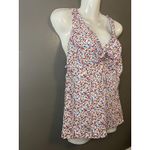 CAbi Tank Top Womens Medium White Multicolor Confetti Print Knot Front 6314 Photo 1