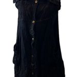 ctf international szS black&grey lace trim boho coverup w/pockets snap front GUC Black Photo 0