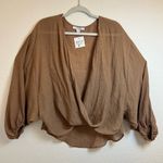 FAVLUX ‎ Tan Wrap Blouse Size Small “oversize “ Photo 2