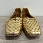 Freda Salvador Jada Braided Leather Bow Ballet Flats Metallic Gold Women's 10 Photo 4