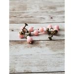 Vintage Screw On Earrings Pink & White Dangle Unusual Statement Photo 3