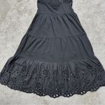 J.Crew Women’s Tiered Knit Midi Dress Sleeveless With Eyelet Trim in Black XS Photo 7