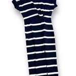 Tanya Taylor Charlie Striped Knit Midi Dress Size XS cold shoulder navy white Photo 1