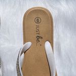 Just Be  White and Silver Rhinestone Flip Flops Photo 2