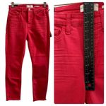 7 For All Mankind Jen7 by New Red Cropped Frayed Hem Skinny Jean Petite Size 2 Photo 5