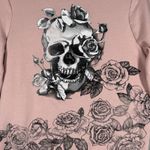 Blind Rooster Sweatshirt Women Small Pink Black Skull Roses Flowers Grunge Punk Photo 4