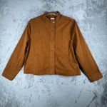 Garnet Hill  Jacket Womens Organic‎ Cotton Utility Full Zip Snap Button Brown 18 Photo 1