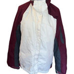 Columbia sport women white burgundy red winter ski jacket xl5865 large STAINS Photo 0