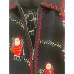 Vintage Christmas Santa outdoor holiday ugly sweater vest large cotton ramie Black Photo 5