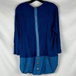 Women’s 3/4 Sleeve Block Color Blouse Zip Back Large Blue Photo 1