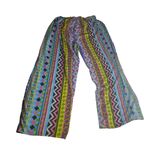 Boho Festival Geometric Print Wide Leg Rayon Pants Rashi Multicolor Blue Size M Photo 4