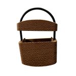 Handmade Wooden Purse Small Box Bag Rubber Handle Artisan Unique Used Brown Photo 2