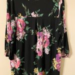 White Birch Black Floral V-Neck Blouse Photo 2