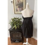BCBGeneration  Dress 8 Black Zipper Back Pleated Strapless Trim Lace Pocket Side Photo 6