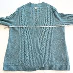 L.L.Bean Teal Double L Mixed Cable Open Front Cardigan Sweater Size XL PETITE Photo 4