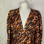 Sandro  Leopard Print Silk Twill‎ Maxi Dress Faunie Pintuck 38 US 6 Elegant Chic Photo 3