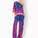 Lilly Pulitzer New Schaffer Silk One Shoulder Blouse Women’s Size 8 Blue Pink Photo 1