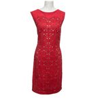 Tadashi Shoji  Red Laser Cut Dress Women’s Size 14 Sheath Lined Formal Photo 1