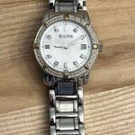 Bulova Ladies Watch Marine Star Genuine Diamonds White Pearl Dial 96R105 Photo 4
