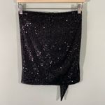 Adika  Women's Black Sequins Ruched Mini Skirt Size S Party Holiday Night Out Photo 6