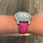 NY&CO Bright Pink Leather Band Watch w/ Rhinestone Face Photo 4