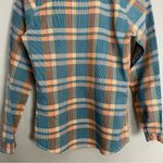 Vintage 70s 80s Plaid Shirt Women Retro Blue Orange Button Photo 6