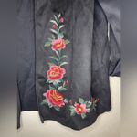 Umgee Black  floral embroidered suede cardigan jacket Photo 2