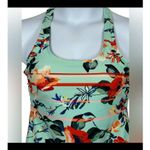 Zelos  Tropical Floral Racerback Workout Tank Green Orange Size Medium Photo 2