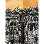 Banana Republic  Sleeveless Dress Size 2 Gray Tweed Frayed Hem Midi Pleated Zip Photo 6