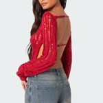 Edikted Rosa Open Back Sheer Sweater Photo 1
