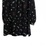 ZARA Long Sleeve Black Dress Small Empire Waist Goth Lightweight Floral Photo 9