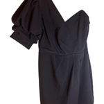 DO+BE  NWT One Shoulder‎ Mini Black Dress Puff Sleeve, L Photo 0