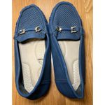 H By Bendel Shoes Womens Size 9W Blue Leather Perforated Loafer Moc Drivers Photo 8
