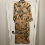 ZARA  TRF Collection Tan Oriental Floral Print Satin  Kimono Duster Dress Photo 8