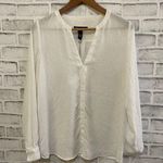 Women’s INC International Concepts white sheer top with tiny rhinestones Sz 6 Photo 0